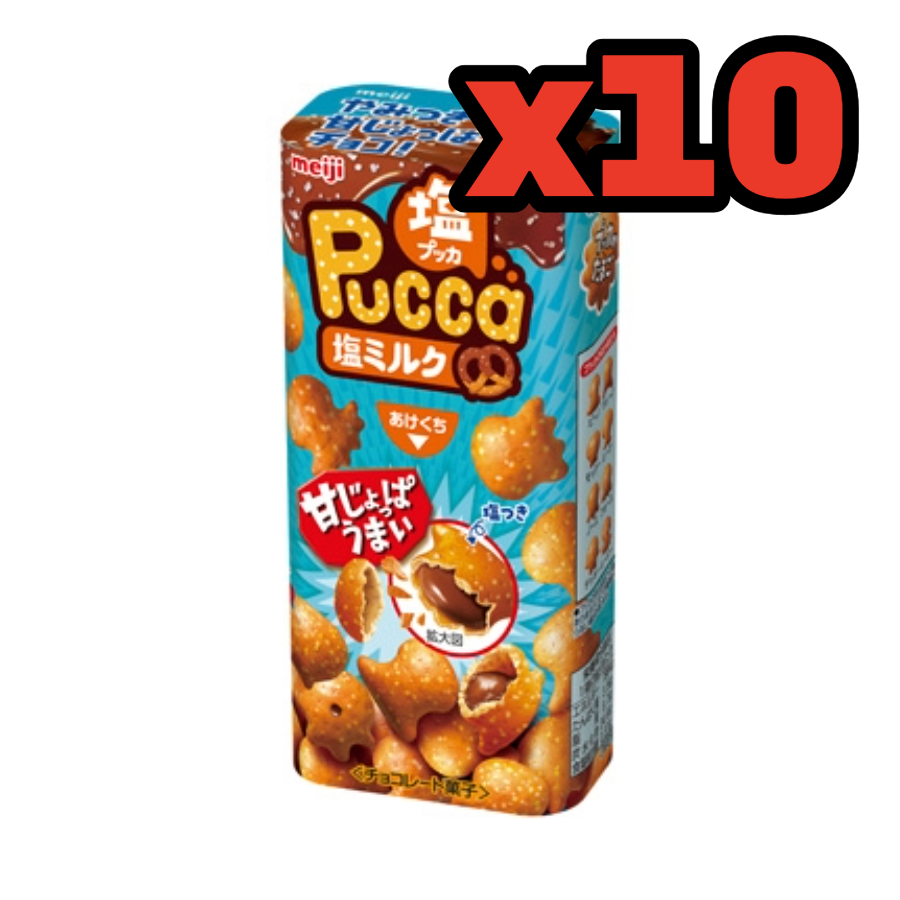 Pucca Chocolate-Filled Pretzels - Salted Milk Flavor (39g x 10