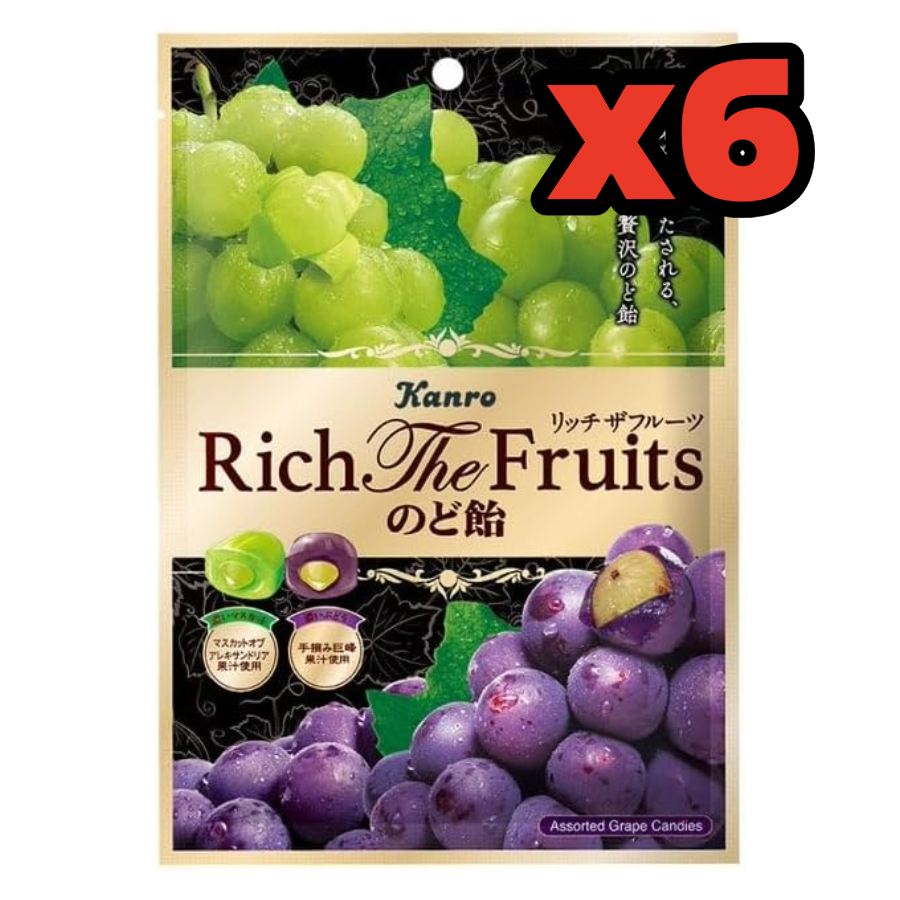 Rich the Fruit Throat Lozenges - Rich Grape & Muscat (58g x 6 Packages ...